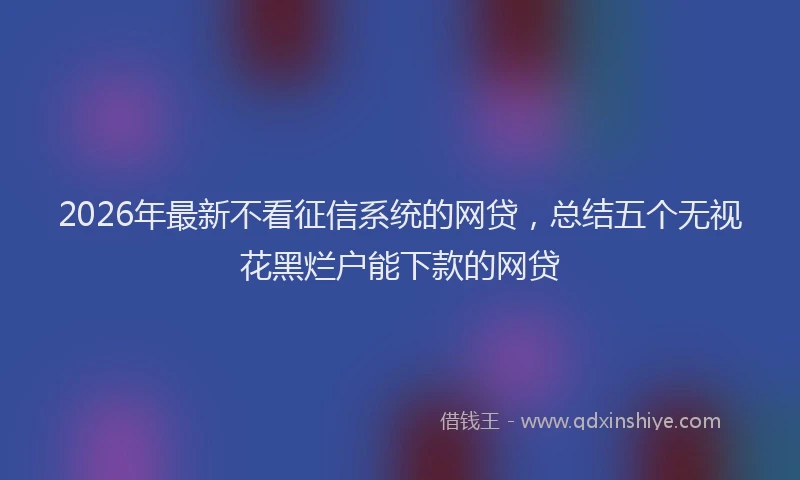 2026年最新不看征信系统的网贷，总结五个无视花黑烂户能下款的网贷