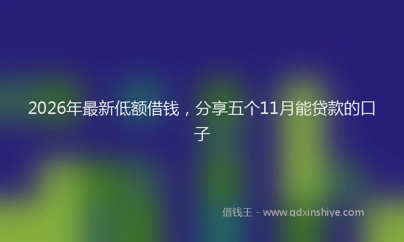 2026年最新低额借钱,分享五个11月能贷款的口子