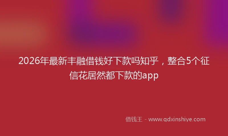 2026年最新丰融借钱好下款吗知乎，整合5个征信花居然都下款的app