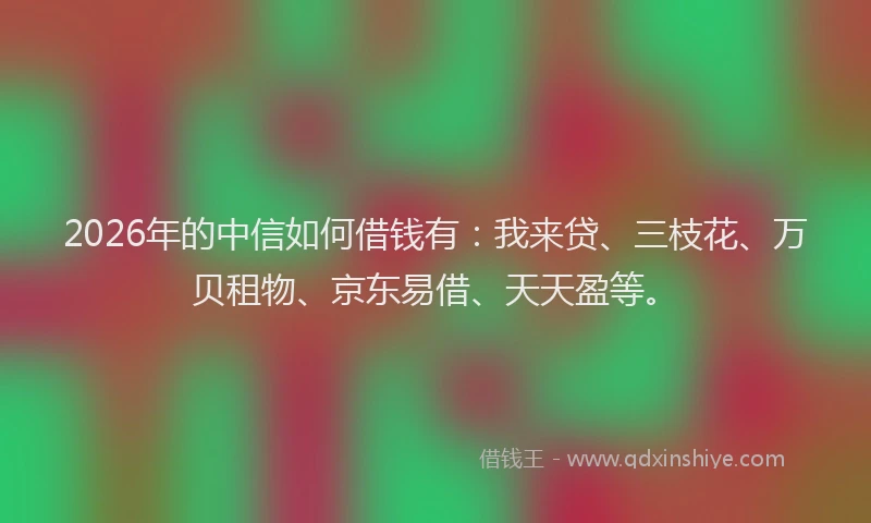 2026年的中信如何借钱有:我来贷、三枝花、万贝租物、京东易借、天天盈等。