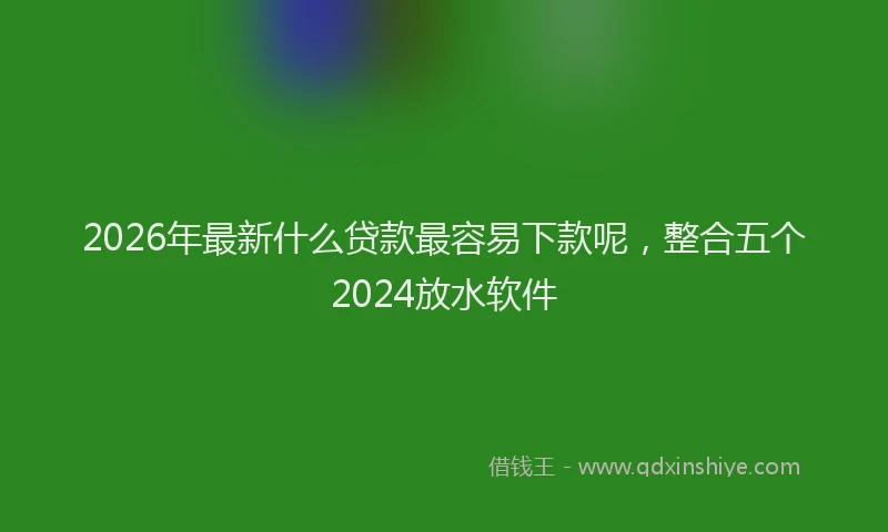 2026年最新什么贷款最容易下款呢，整合五个2024放水软件