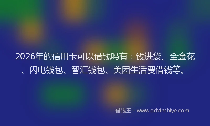2026年的信用卡可以借钱吗有：钱进袋、全金花、闪电钱包、智汇钱包、美团生活费借钱等。