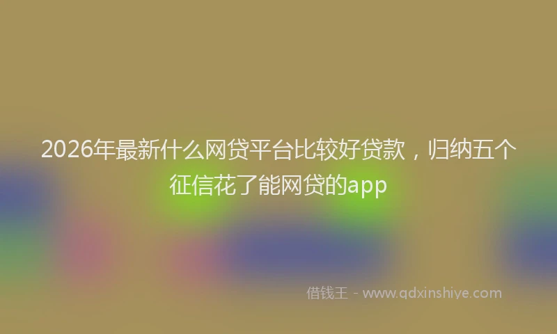 2026年最新什么网贷平台比较好贷款，归纳五个征信花了能网贷的app
