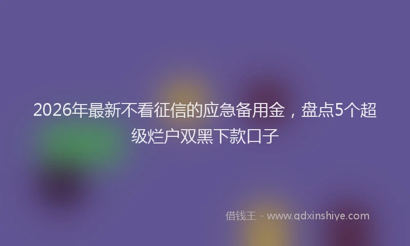2026年最新不看征信的应急备用金,盘点5个超级烂户双黑下款口子