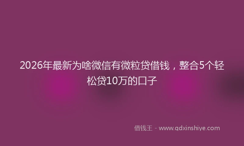 2026年最新为啥微信有微粒贷借钱，整合5个轻松贷10万的口子