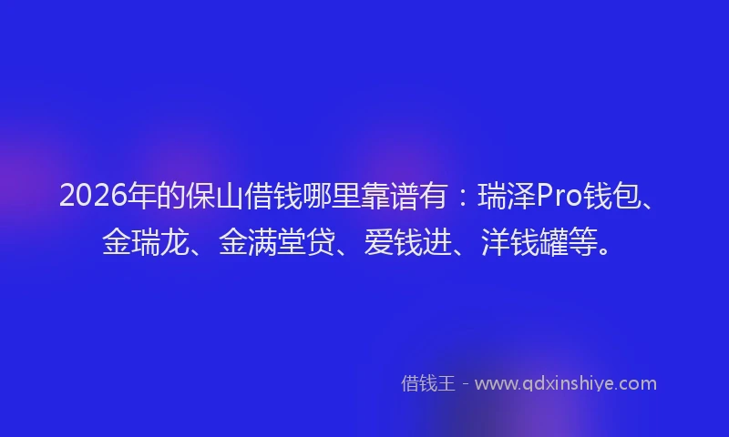 2026年的保山借钱哪里靠谱有：瑞泽Pro钱包、金瑞龙、金满堂贷、爱钱进、洋钱罐等。