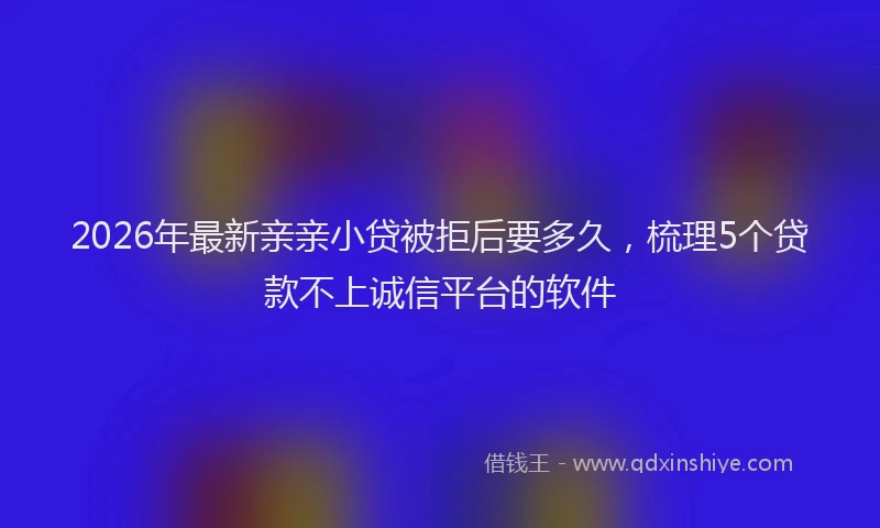 2026年最新亲亲小贷被拒后要多久，梳理5个贷款不上诚信平台的软件