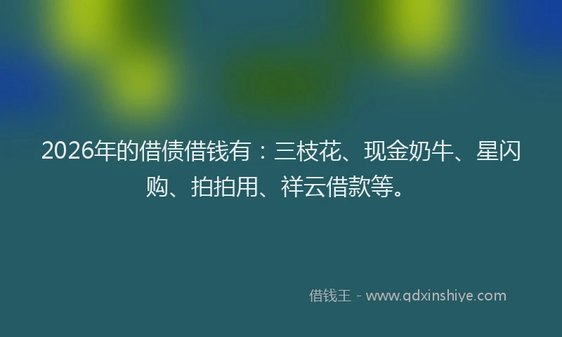2026年的借债借钱有：三枝花、现金奶牛、星闪购、拍拍用、祥云借款等。