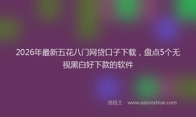 2026年最新五花八门网贷口子下载，盘点5个无视黑白好下款的软件