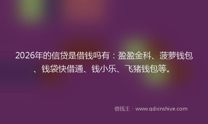 2026年的信贷是借钱吗有：盈盈金科、菠萝钱包、钱袋快借通、钱小乐、飞猪钱包等。
