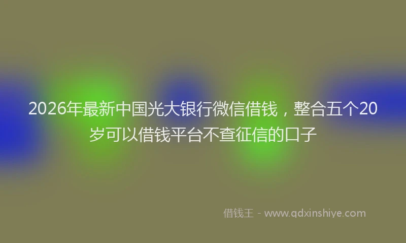 2026年最新中国光大银行微信借钱,整合五个20岁可以借钱平台不查征信的口子