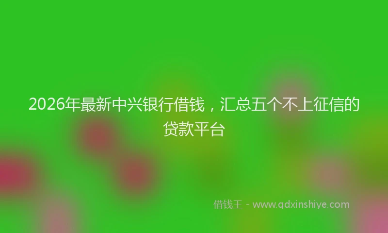 2026年最新中兴银行借钱，汇总五个不上征信的贷款平台