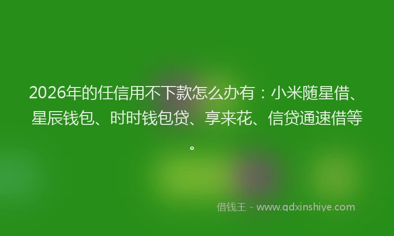 2026年的任信用不下款怎么办有:小米随星借、星辰钱包、时时钱包贷、享来花、信贷通速借等。