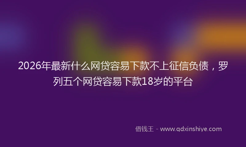 2026年最新什么网贷容易下款不上征信负债，罗列五个网贷容易下款18岁的平台