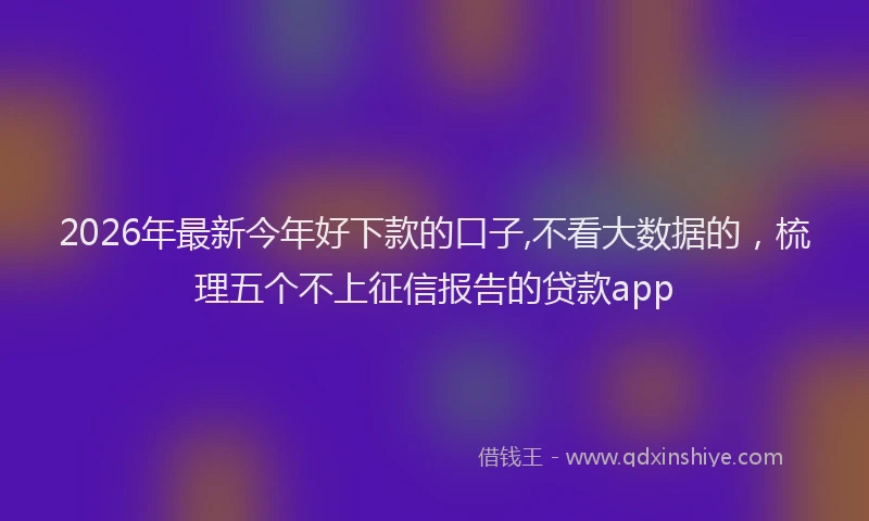 2026年最新今年好下款的口子,不看大数据的，梳理五个不上征信报告的贷款app