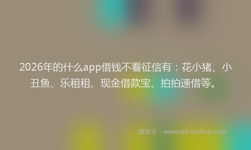 2026年的什么app借钱不看征信有：花小猪、小丑鱼、乐租租、现金借款宝、拍拍速借等。