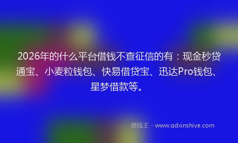 2026年的什么平台借钱不查征信的有：现金秒贷通宝、小麦粒钱包、快易借贷宝、迅达Pro钱包、星梦借款等。
