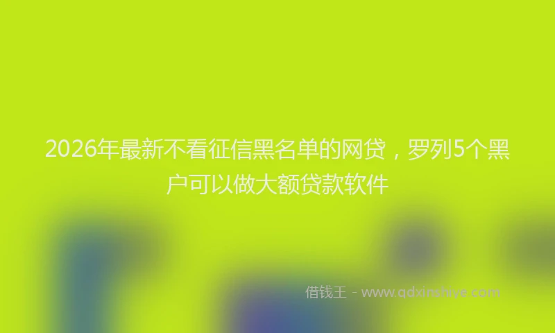2026年最新不看征信黑名单的网贷，罗列5个黑户可以做大额贷款软件