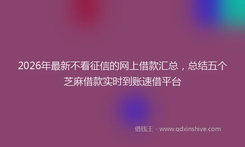 2026年最新不看征信的网上借款汇总，总结五个芝麻借款实时到账速借平台