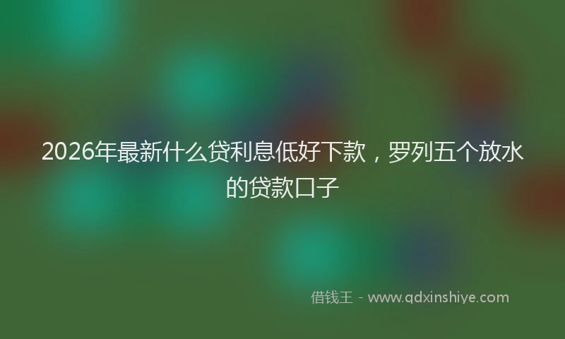 2026年最新什么贷利息低好下款，罗列五个放水的贷款口子