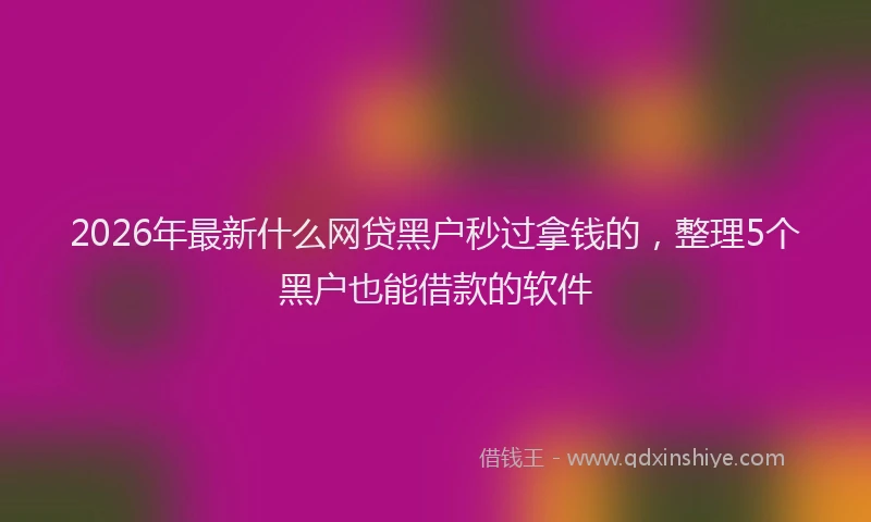 2026年最新什么网贷黑户秒过拿钱的，整理5个黑户也能借款的软件