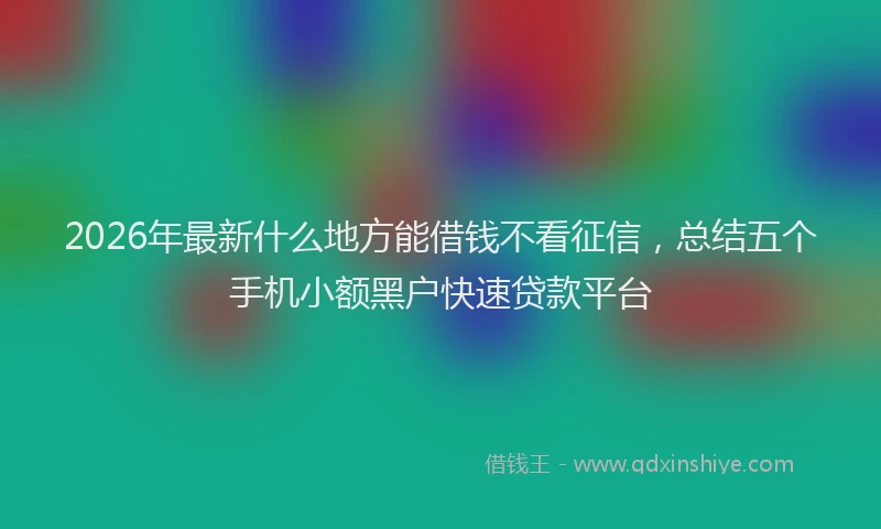 2026年最新什么地方能借钱不看征信，总结五个手机小额黑户快速贷款平台