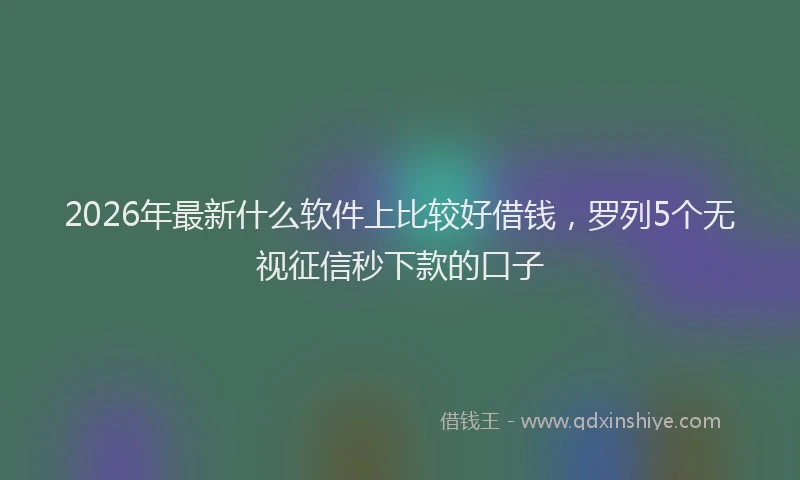 2026年最新什么软件上比较好借钱,罗列5个无视征信秒下款的口子