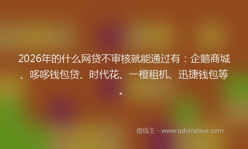 2026年的什么网贷不审核就能通过有：企鹅商城、哆哆钱包贷、时代花、一橙租机、迅捷钱包等。