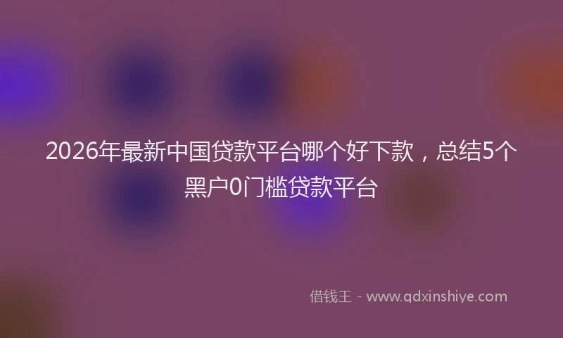 2026年最新中国贷款平台哪个好下款，总结5个黑户0门槛贷款平台