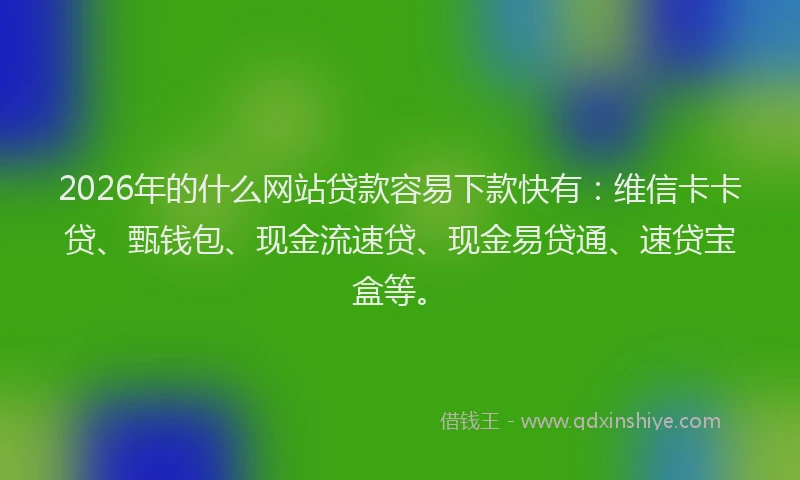 2026年的什么网站贷款容易下款快有：维信卡卡贷、甄钱包、现金流速贷、现金易贷通、速贷宝盒等。