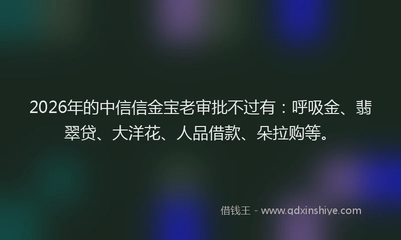 2026年的中信信金宝老审批不过有：呼吸金、翡翠贷、大洋花、人品借款、朵拉购等。