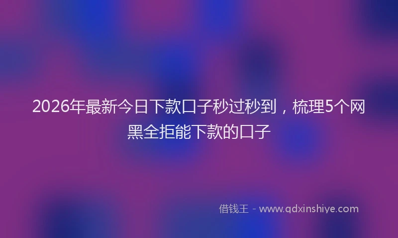 2026年最新今日下款口子秒过秒到,梳理5个网黑全拒能下款的口子