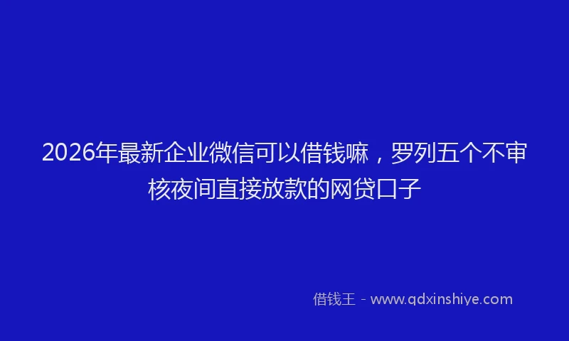2026年最新企业微信可以借钱嘛，罗列五个不审核夜间直接放款的网贷口子