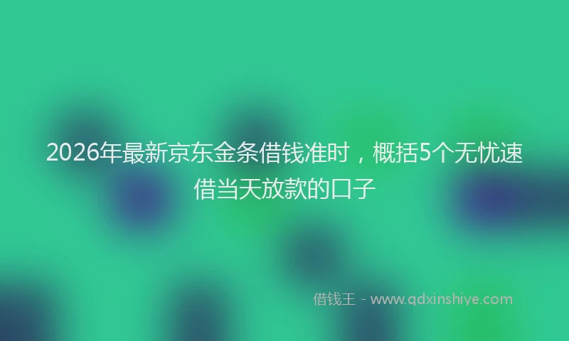 2026年最新京东金条借钱准时,概括5个无忧速借当天放款的口子