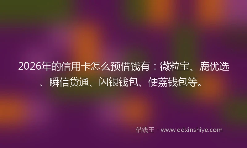 2026年的信用卡怎么预借钱有:微粒宝、鹿优选、瞬信贷通、闪银钱包、便荔钱包等。