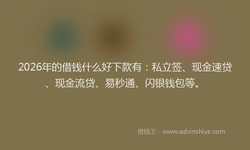 2026年的借钱什么好下款有：私立签、现金速贷、现金流贷、易秒通、闪银钱包等。