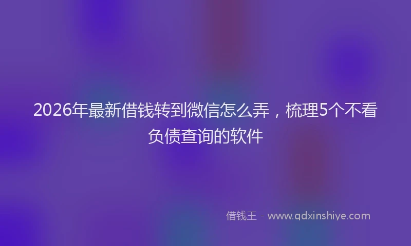 2026年最新借钱转到微信怎么弄，梳理5个不看负债查询的软件