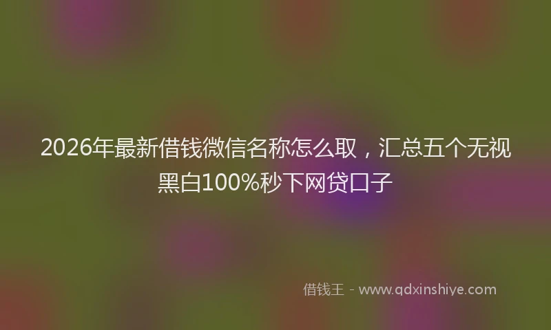 2026年最新借钱微信名称怎么取,汇总五个无视黑白100%秒下网贷口子