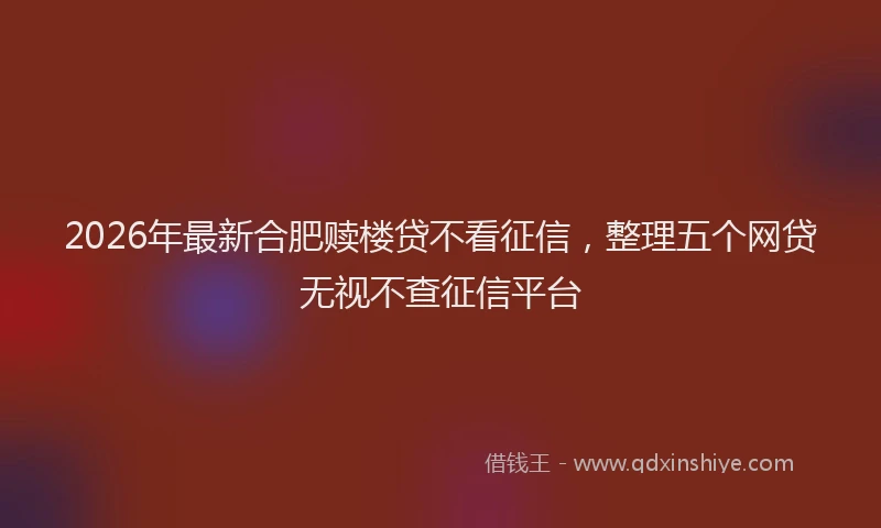 2026年最新合肥赎楼贷不看征信,整理五个网贷无视不查征信平台
