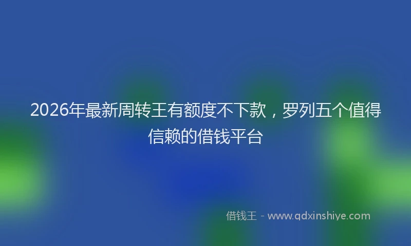 2026年最新周转王有额度不下款，罗列五个值得信赖的借钱平台