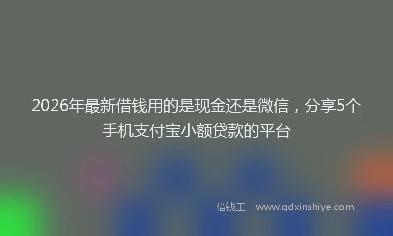 2026年最新借钱用的是现金还是微信，分享5个手机支付宝小额贷款的平台