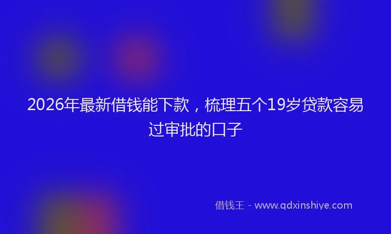 2026年最新借钱能下款,梳理五个19岁贷款容易过审批的口子