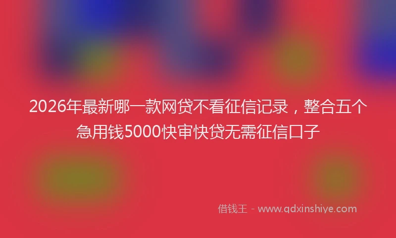 2026年最新哪一款网贷不看征信记录，整合五个急用钱5000快审快贷无需征信口子