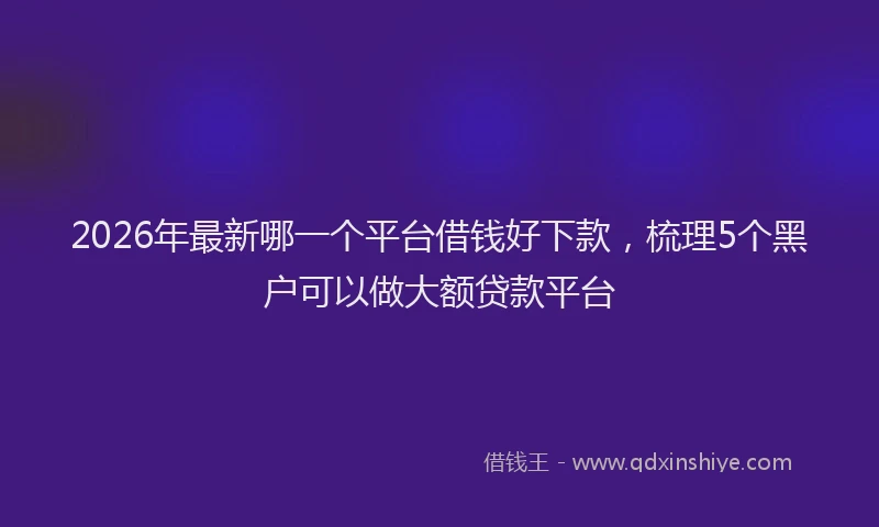 2026年最新哪一个平台借钱好下款，梳理5个黑户可以做大额贷款平台