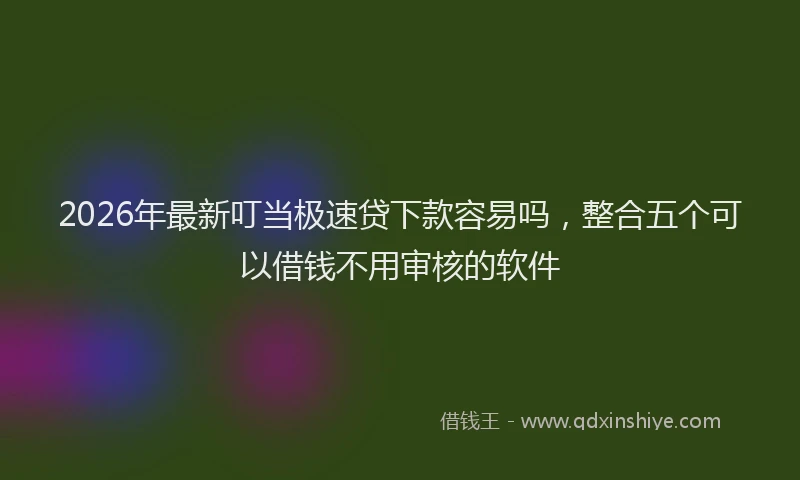 2026年最新叮当极速贷下款容易吗，整合五个可以借钱不用审核的软件