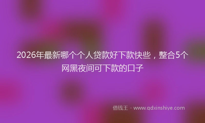 2026年最新哪个个人贷款好下款快些，整合5个网黑夜间可下款的口子