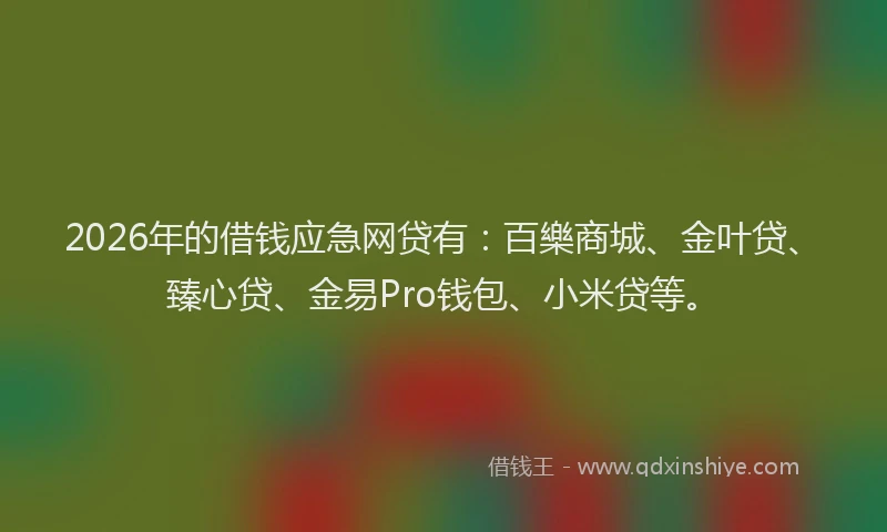 2026年的借钱应急网贷有:百樂商城、金叶贷、臻心贷、金易Pro钱包、小米贷等。