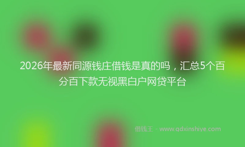 2026年最新同源钱庄借钱是真的吗，汇总5个百分百下款无视黑白户网贷平台