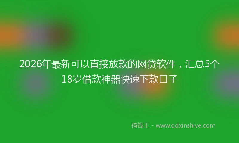 2026年最新可以直接放款的网贷软件，汇总5个18岁借款神器快速下款口子