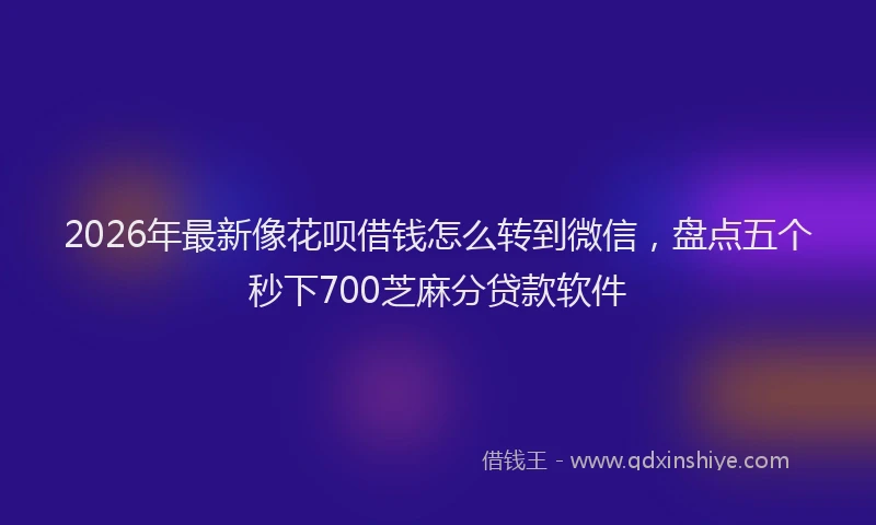 2026年最新像花呗借钱怎么转到微信，盘点五个秒下700芝麻分贷款软件